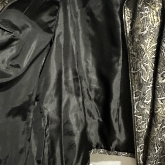 Kim Rogers Woman Gold Flake Silver Full Zip Lined Blazer Jacket Size 18 Shimmer - Picture 9 of 9